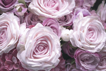 Pink roses bouquet closeup