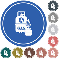 Camping stove with gas bottle icon