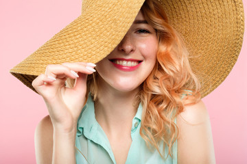 emotion expression. smiling happy woman pleased with herself. self-satisfied young beautiful girl...