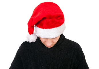 Sad Man in Santa Hat