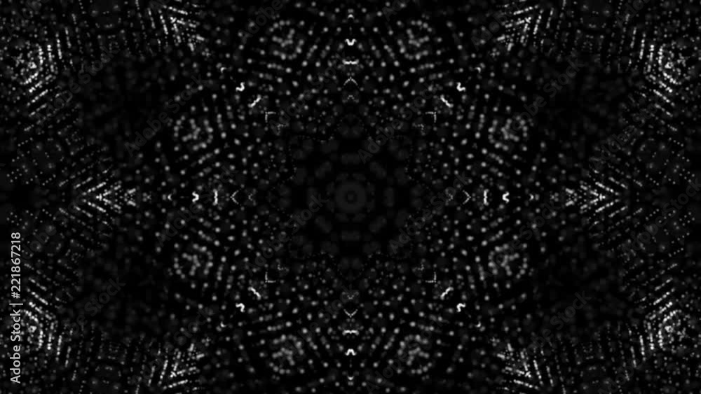 Poster white slowly moving particles on a black background. abstract background. 3d rendering