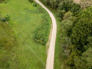 drone image. aerial view of rural area with fields and forests