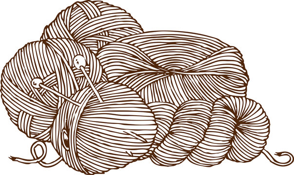 Knitting Logo. Yarn and Needles