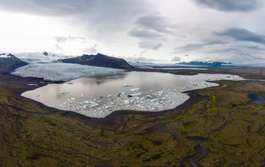 Vatnajökull Gletschersee,  Luftaufnahme, Island