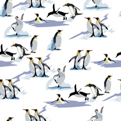 pinguins seamless pattern. pinguins seamless pattern, winter. vector background. This pattern is suitable for winter clothes