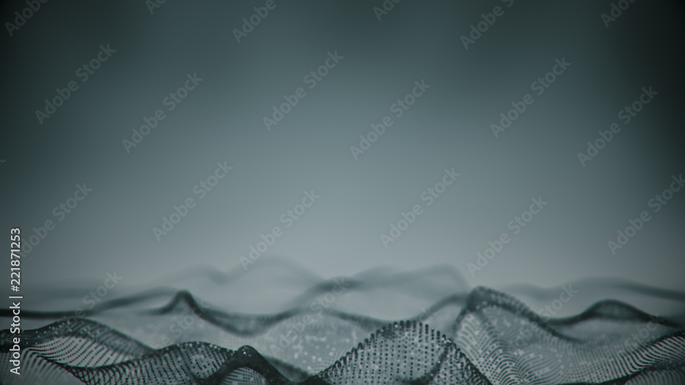 Poster futuristic gray cyber surface 3d rendering with dof