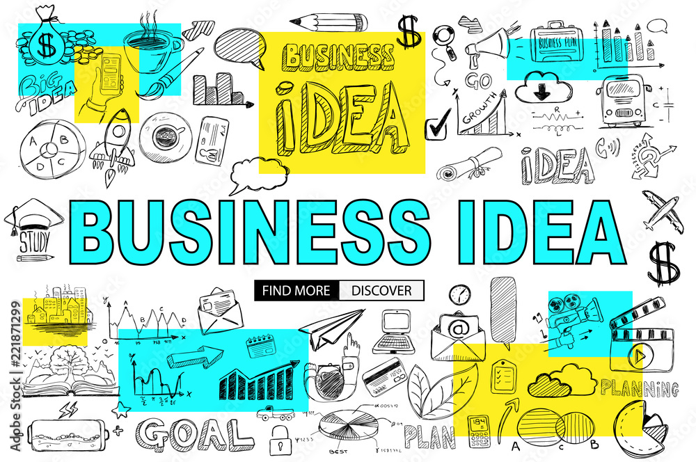 Poster big idea concept with doodle design style :finding solution, brainstorming, creative thinking