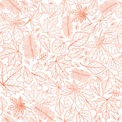 Fall leaf nature seamless pattern. Autumn leaves background. Sea