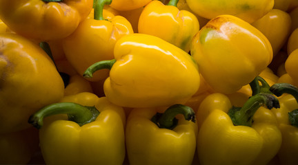 yellow sweet bell peppers, natural background.