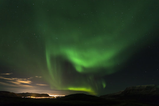 Aurora beauty nature./ Northern lights Aurora Borealis in south Iceland 