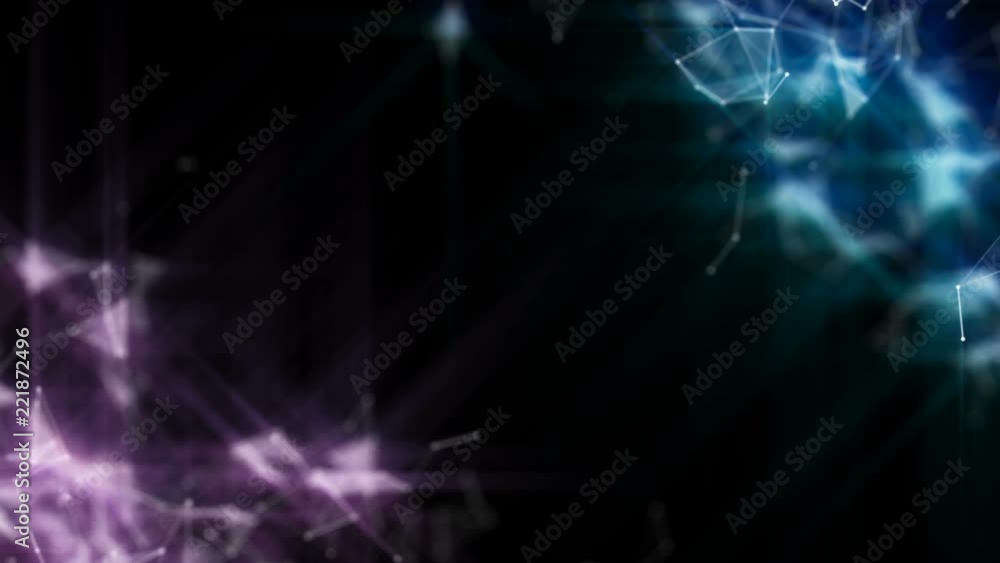 Poster light scattering. pleasant glow. accumulations in corners. computer graphics of moving particles. an