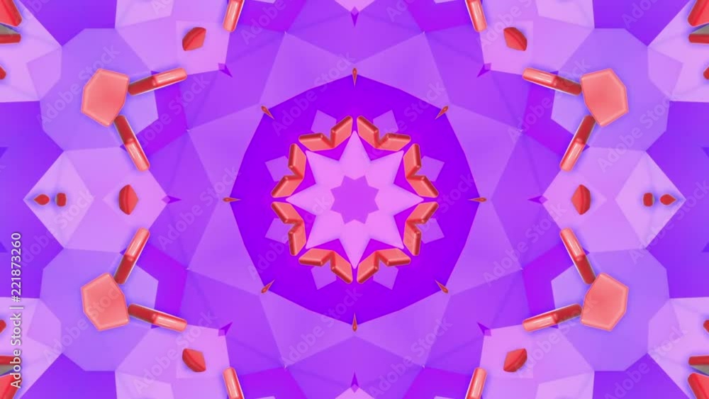 Poster geometric patterns of purple. abstract kaleidoscope background. 3d rendering