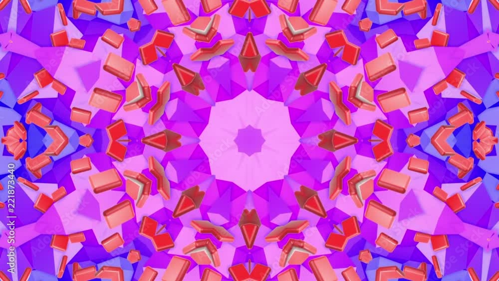 Poster geometric patterns of purple. abstract kaleidoscope background. 3d rendering
