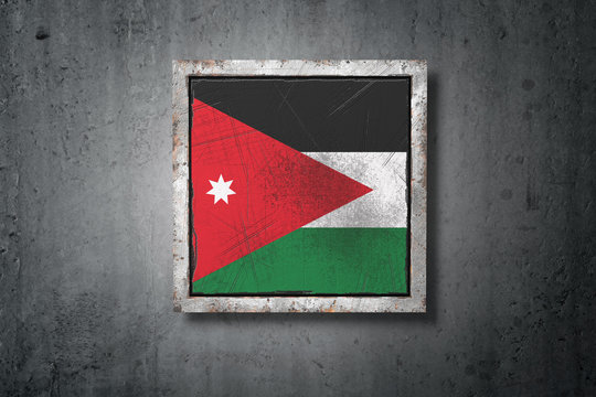Jordan flag in concrete wall