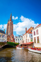 Church Of Our Lady and traditional narrow streets in Bruges (Brugge), Belgium