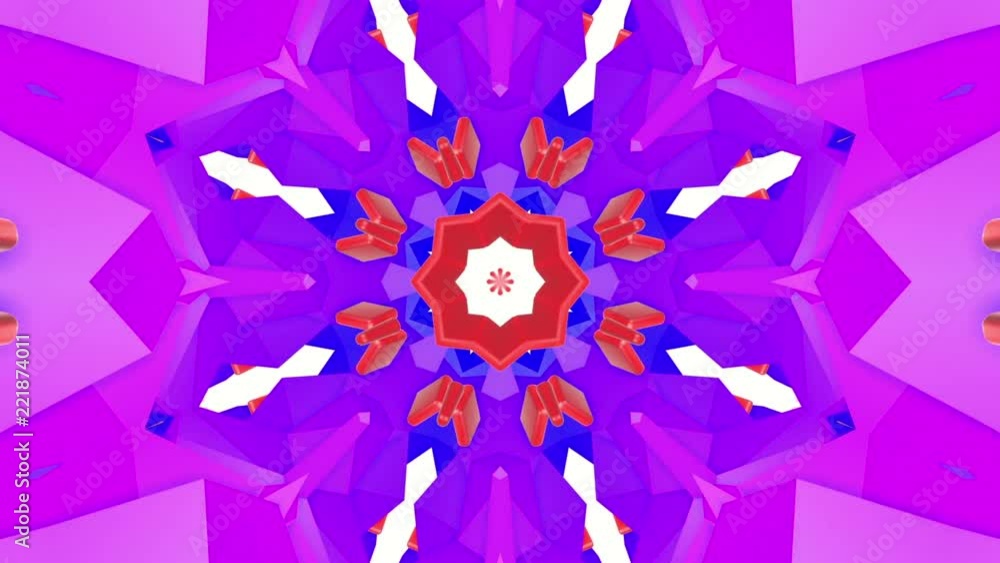 Poster geometric patterns of purple. abstract kaleidoscope background. 3d rendering