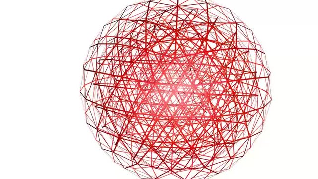red tracery three-dimensional spheres rotate relative to each other. 3D rendering