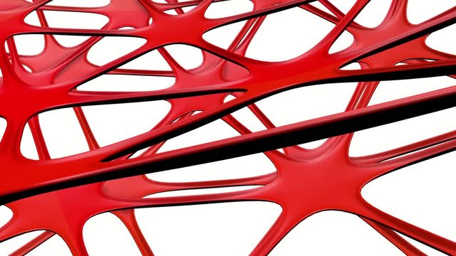 red tracery three-dimensional planes rotate relative to each other. 3D rendering