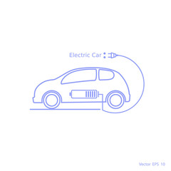 Line electric car Icons . Logo electric car