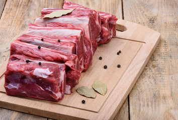 Fresh beef meat on a cutting board