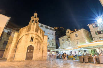 Chapel St. Lukas in Kotor, Montenegro at night