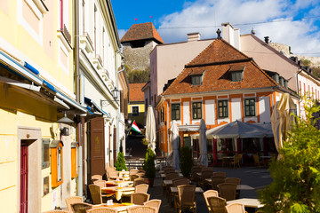 Fototapeta premium Eger central square with fortress