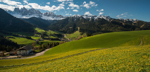 Funes field, Dolomites mountain