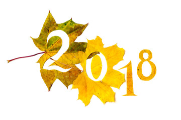 2018. figures carved from yellow maple leaves