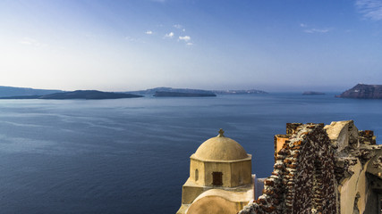 The ruins of the Church on the island of Santorini