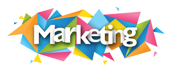 MARKETING letters banner on triangles background