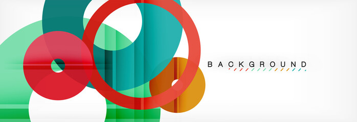 Obraz premium Colorful rings on grey background, modern geometric pattern design. Vector business or technology presentation design template, brochure or flyer pattern, or geometric web banner
