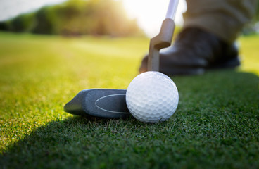 detail of playing Golf on the grass