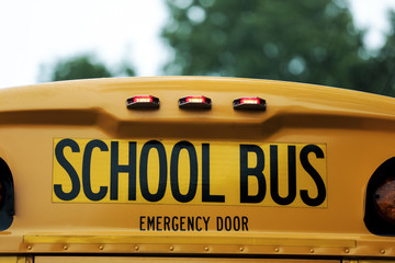 Chapel Hill, NC,USA-September 08,2018: Frontal view of yellow school bus