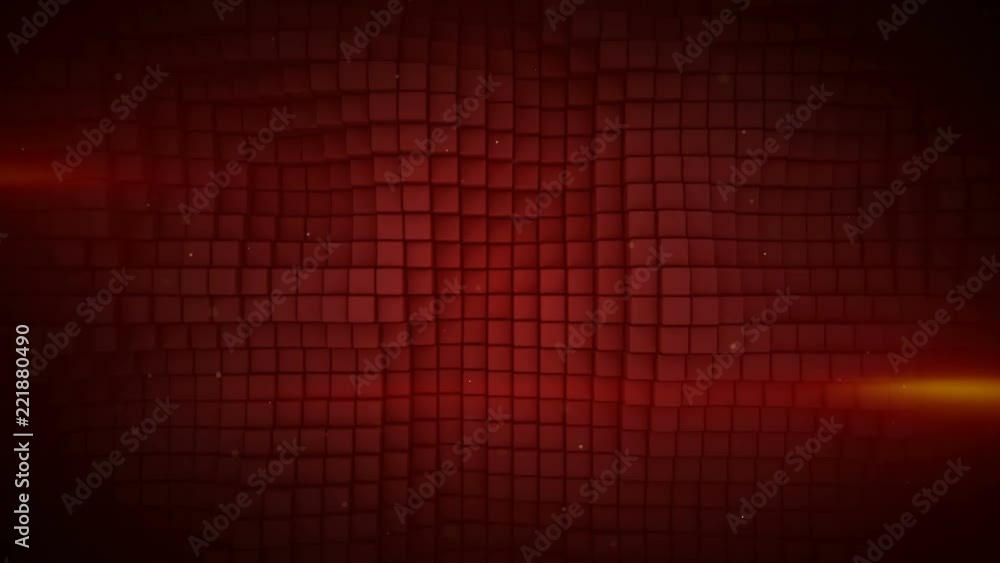 Aufkleber wall of red cubes and lens flares. abstract geometric background. 3d render seamless loop animation 