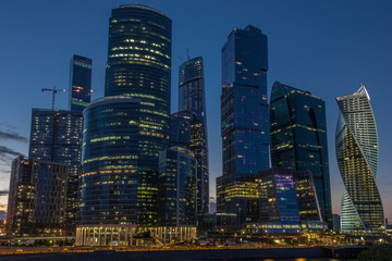 Fototapeta na wymiar Business center Moscow City evening view