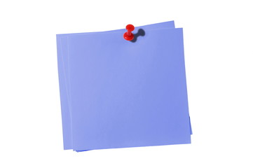 Blue Color note stickers with red Pin - Isolated