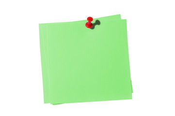 Green Color note stickers with red Pin - Isolated