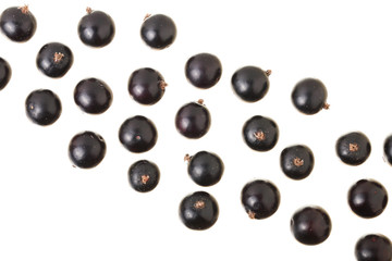 black currant isolated on white background. Top view. Flat lay pattern