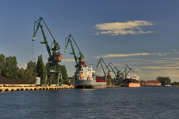 Fototapeta na wymiar View of the port of Gdansk, Poland, fairway