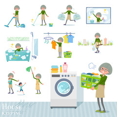 flat type green shirt old women_housekeeping