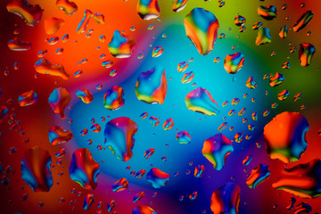 a lot of colorfull drops on window