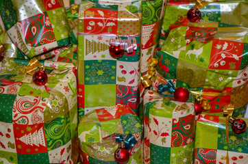 Wrapped gifts that are part of an advent calendar.