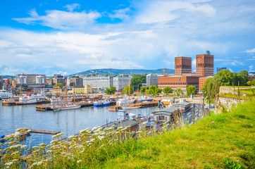 Oslo a city in the fjord - obrazy, fototapety, plakaty
