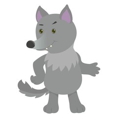 Hand drawn wolf. Natural colors. Collection of vector hand drawn elements. Illustration