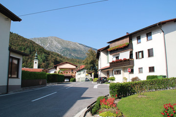 Slovenia. Slovenian Alps. Road and mountain views. Walk in Kobarid.