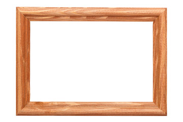 Brown wooden frame isolated on white background