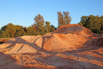 Gravel pile on a construction site