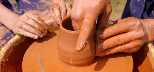 Ukrainian traditional handmade ceramic pots