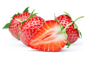 ripe strawberry fruit isolated on white background