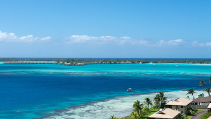 Blue Lagoon In Horizon, Bora Bora's Viewpoint in French Polynesia, South Pacific